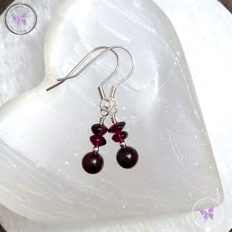 Garnet Bead Earrings